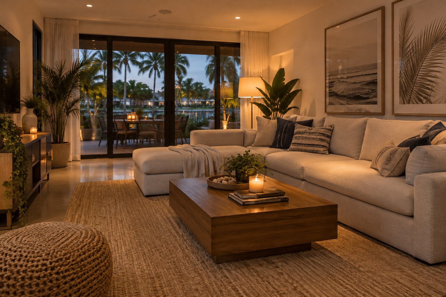 A cozy living room, illustrative